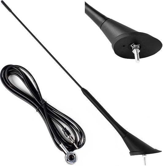 AMiO Car Antenna Roof Threaded 40cm Φ5mm with 3m Cable in Black Color