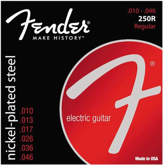 Fender Satz Vernickelter Stahl Saiten für E-Gitarre Super 250's Ball End 250R 10 - 46"