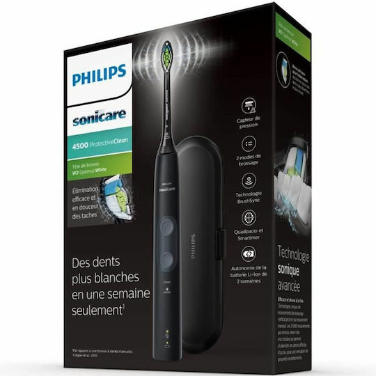 Philips Sonicare ProtectiveClean 4500 Електрическа Четка за Зъби с Таймер и Калъф за Пътуване Черен