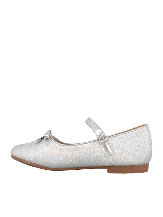 Kids Ballerinas Athina with Hoop & Loop Closure Silver