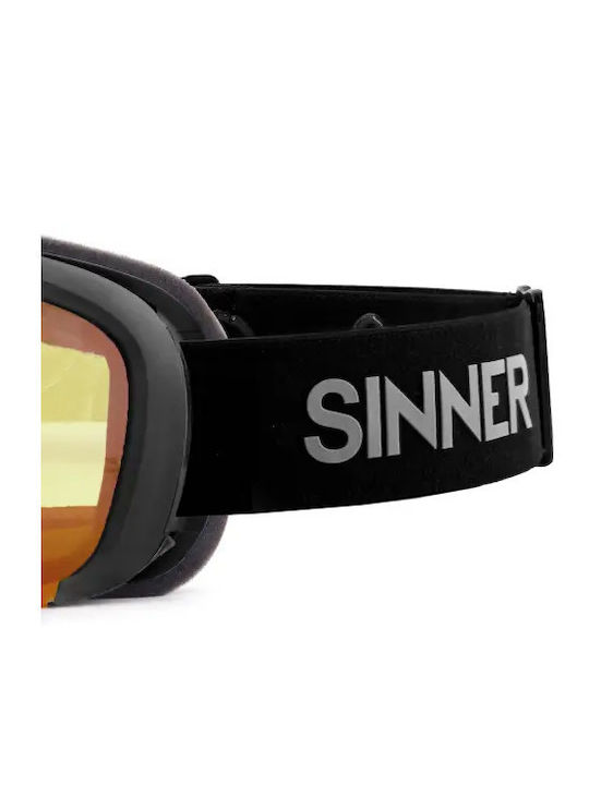 Sinner Marble Otg Ski & Snowboard Goggles Kids Black with Lens in Orange Color