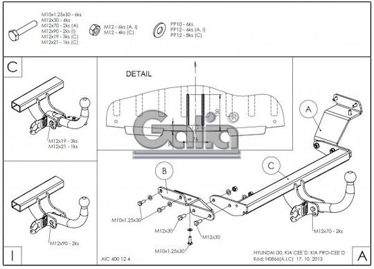 Galia Abschlepphaken Auto Kia ProCeed