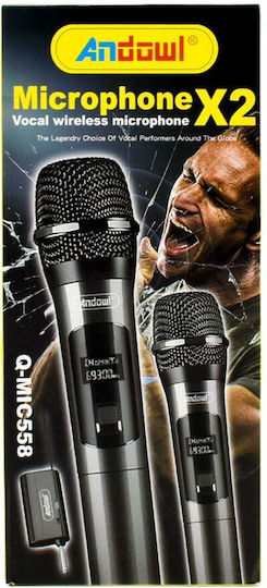 Andowl Q-MIC558 Set Set Wireless Δυναμικό Microphone Handmade for Vocals in Gray Color