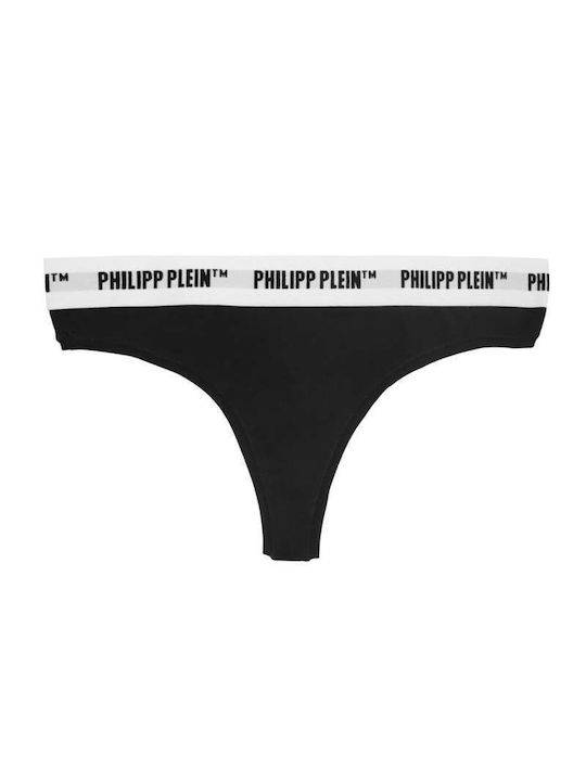 Philipp Plein DUPP01-99 Cotton Women's String 2Pack Black