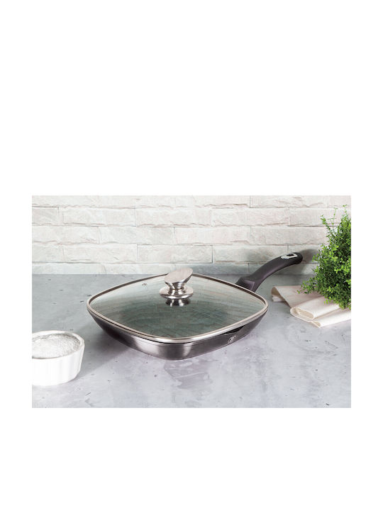 Berlinger Haus Metallic Line Grill With Lid made of Aluminum with Stone Coating Carbon Pro Edition 28cm