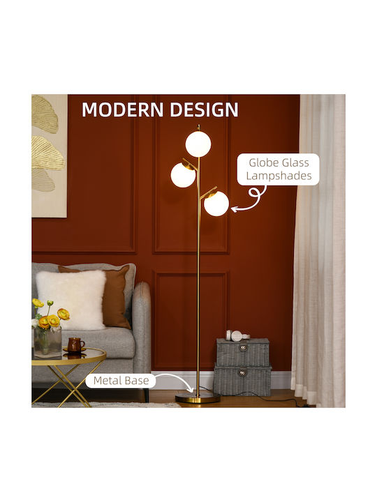 HomCom Floor Lamp H159cm. Gold