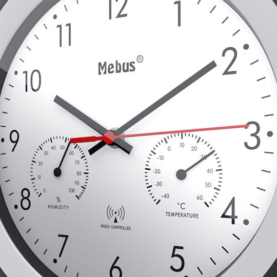 Mebus Funk Ρολόι Τοίχου Πλαστικό Μαύρο Ø30cm