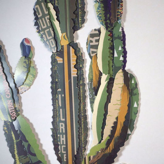 Supergreens Κολάζ Κάκτος Ξύλινο 60x80 cm