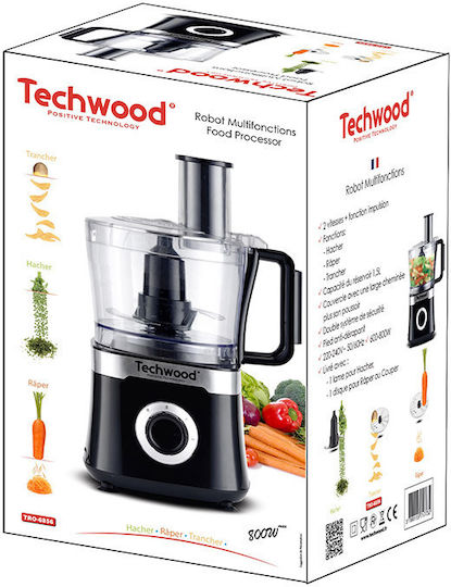 Techwood Мултифункционален хранителен процесор 800W с Купа 1.5лт Черен