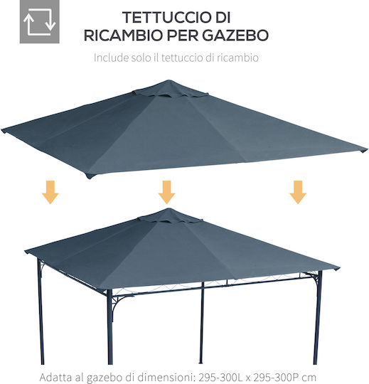 Outsunny Κάλυμμα για Κιόσκι Γκρι 3x3m