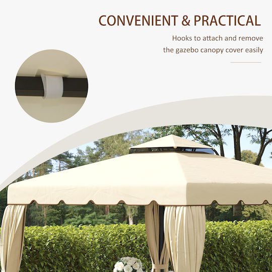 Outsunny Pavillonabdeckung Beige 3x3m