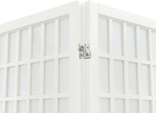vidaXL Japanischer Stil Dekorativer Raumteiler Hölzernes mit 4 Paneelen White 160x170cm