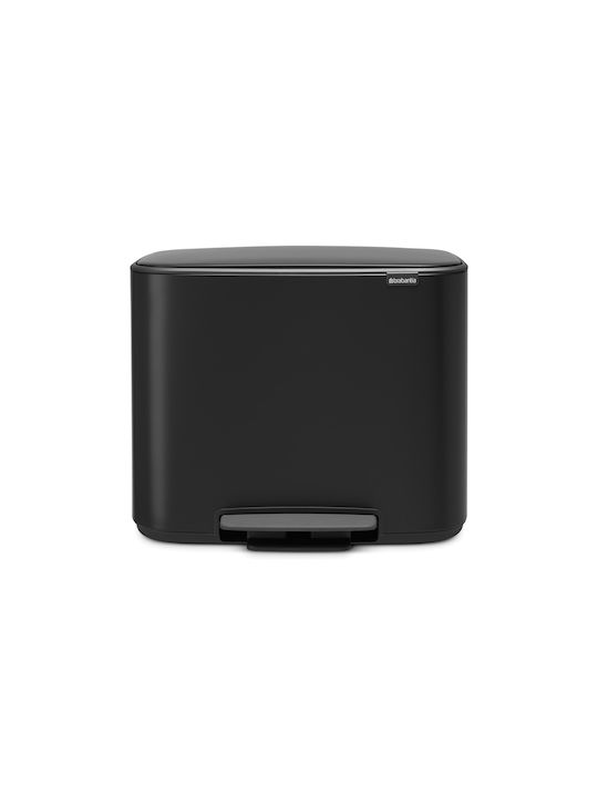 Brabantia Кошче за Рециклиране от Неръждаема Стомана с Педал Черно 33л