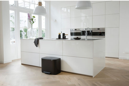 Brabantia Recycling Waste Bin Made of Inox with Pedal Black 33lt