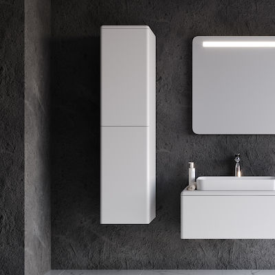 Martin Kuzey Wall Hung Cabinet Matte Lacquer Bathroom Column Cabinet L35xD32xH160cm White