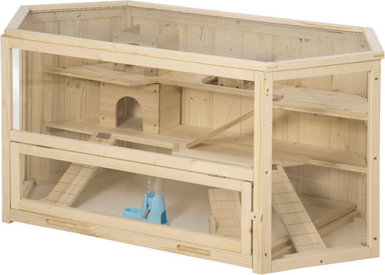 Pawhut Σπιτάκι για Χάμστερ 3 Επιπέδων Ξύλινο 115x60x55cm