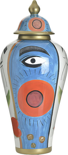 Inart Floor Vase Ceramic Multicolour 28x66cm Inart Floor Vase Ceramic Multicolour 28x66cm