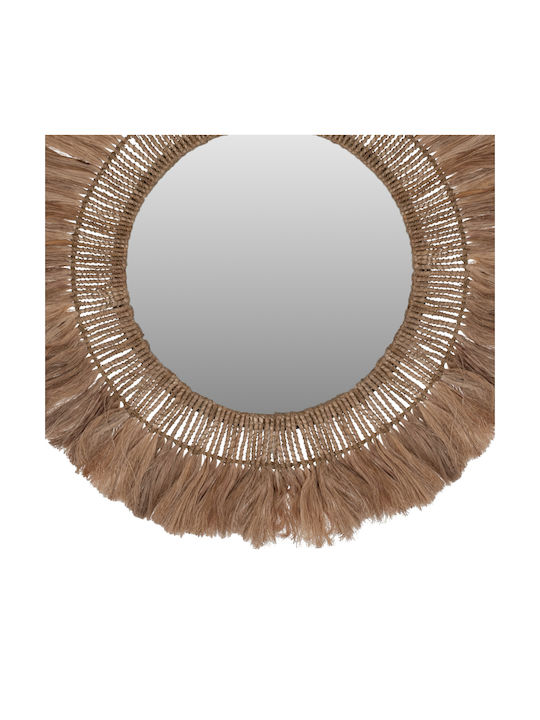 HomeMarkt Oglindă De Perete Cu Cadru Din Rattan Maro Diametru 90cm