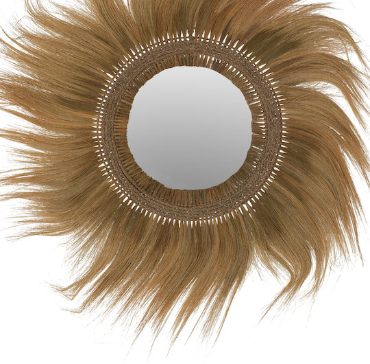 HomeMarkt Wall Mirror Full-Length Rayung Grass with Green Rattan Frame Diameter 130cm