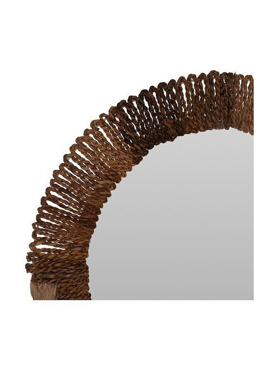 HomeMarkt Καθρέπτης Τοίχου από Ίνες Abaca με Καφέ Rattan Πλαίσιο Διαμέτρου 70cm