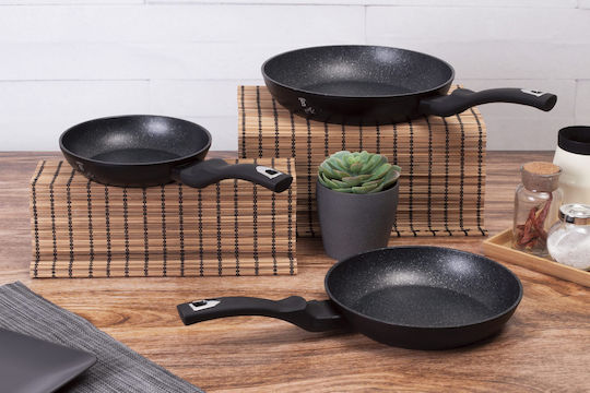 Berlinger Haus Black Silver Collection Σετ Τηγάνια από Αλουμίνιο Black Silver με Επίστρωση από Πέτρα 3 Σκευών