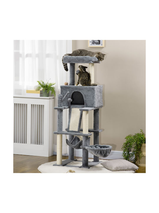 Pawhut Stâlp pentru zgâriat pisici Copaci pentru pisici Gri 48x48x140cm