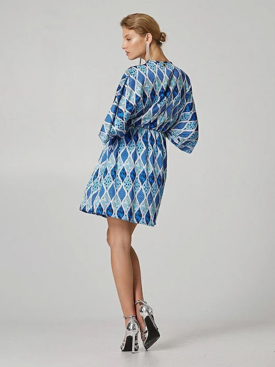 Lynne Sommer Mini Kleid Satin Blau