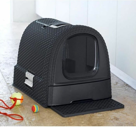 Curver Katzentoilette Geschlossen mit Filter Schwarz L51 x B38.5 x H39.5cm