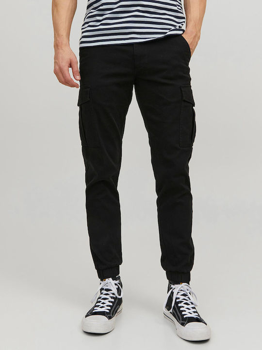 Trousers Cargo Elastic in Regular Fit Black