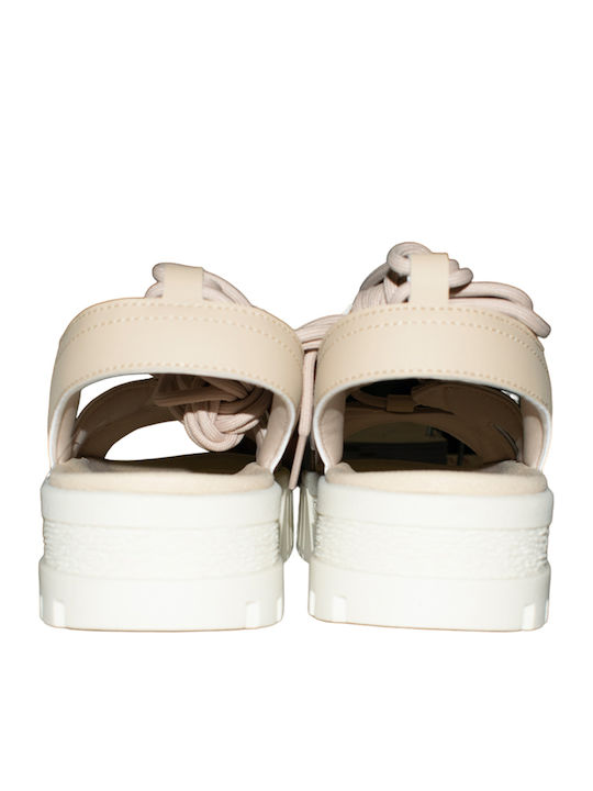 Mayze Women's Flat Sandals Flatforms in Beige Color