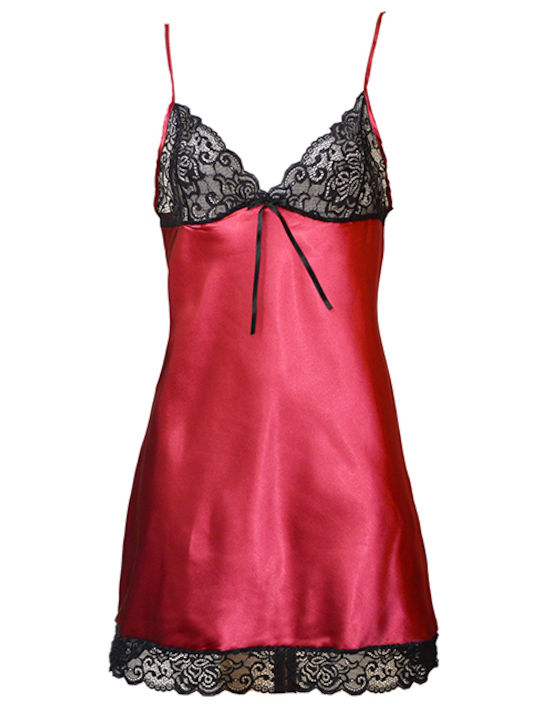 Women's Nightgown Miorre Satin with Lace - Bordeaux