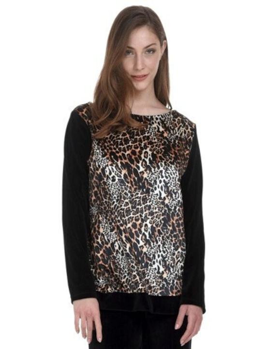 Damen Pyjama Zen von Daisy "Leopard" Samt - Animal Print