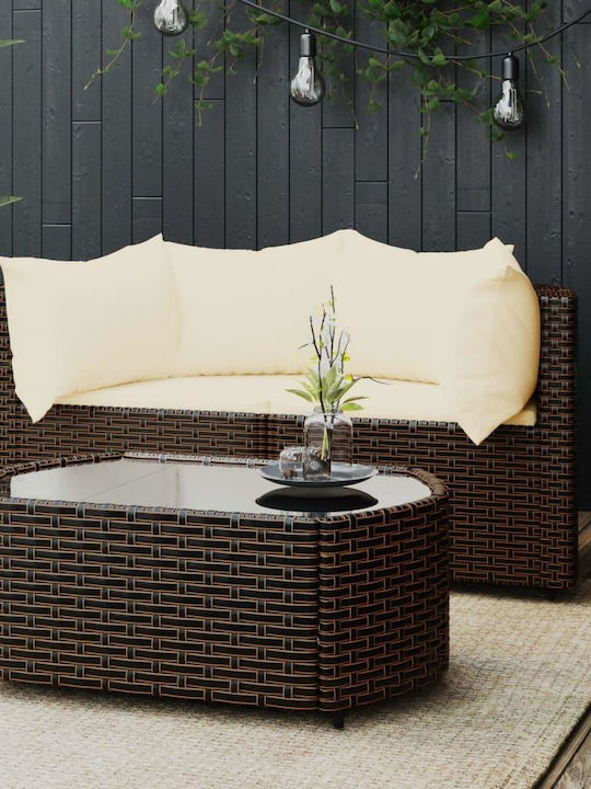 Set Outdoor Lounge Brown with Pillows 3pcs