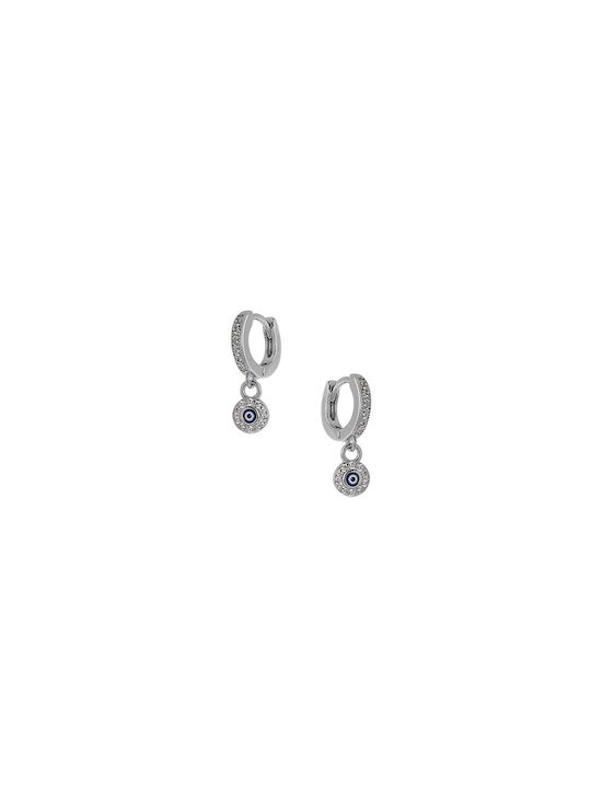 Prince Silvero Zirconia Silver Earrings 925° Silver Earrings Plated with Dark Blue Mataki 8A-SC170- 1M