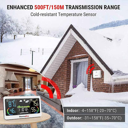 Thermo Pro TP68B Wireless Stație meteorologică Digital Montat pe perete / De masă Alb