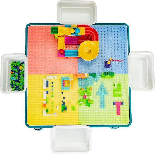 Multistore Kinder Tische mit Stühlen aus Kunststoff Blau Ecotoys
