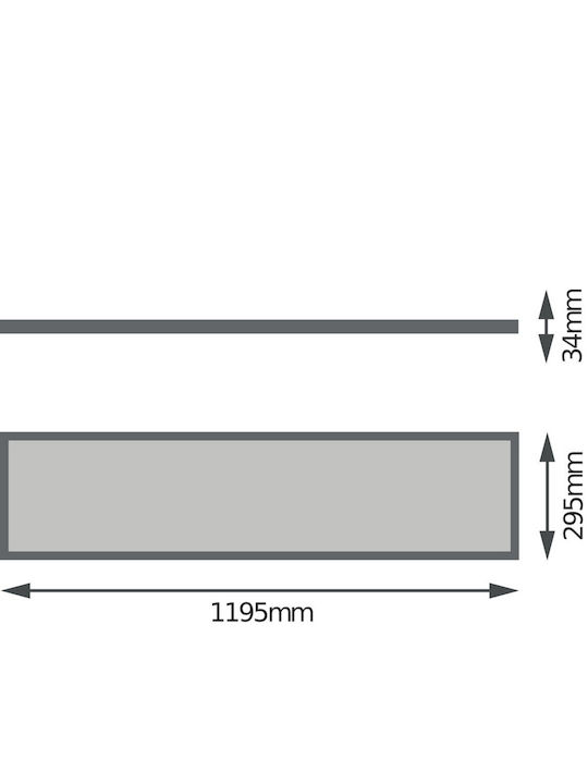 Ledvance Rectangular Recessed LED Panel 32W with Natural White Light 4000K 120x30cm