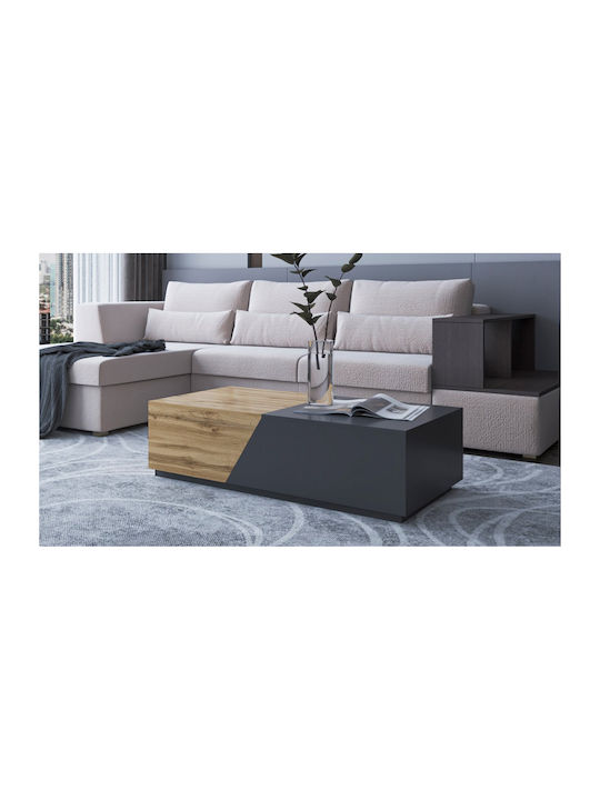 Rectangular Coffee Table Ceelias Wooden Natural / Black L124xW60xH42cm.