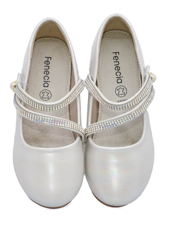 Kids Anatomic Leather Ballerinas with Hoop & Loop Closure White