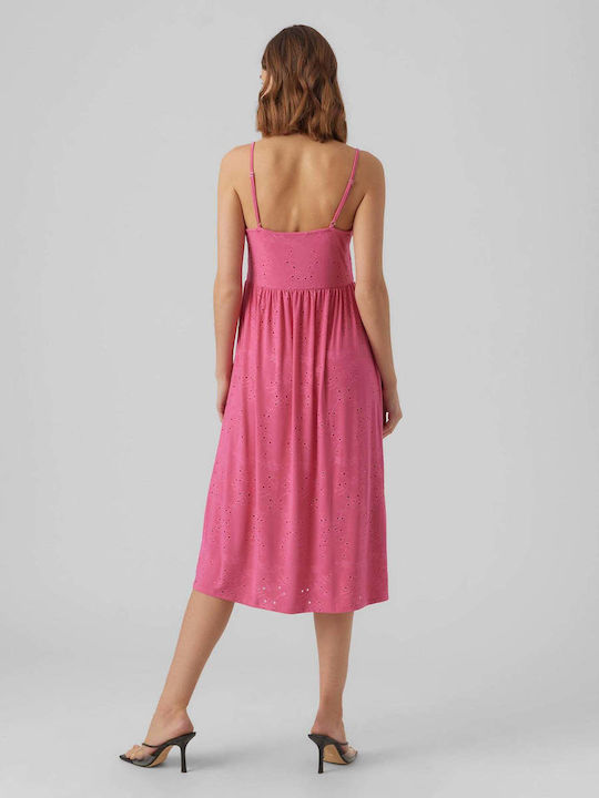 Vero Moda Sommer Midi Kleid Pink Yarrow