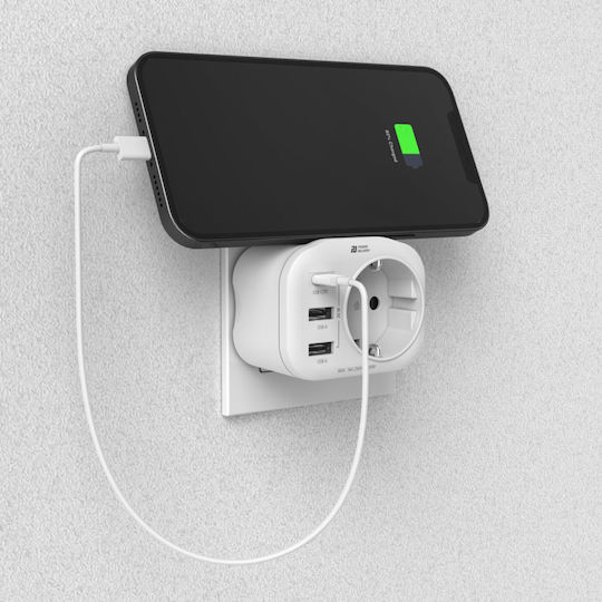 HAMA Μονόπριζο με 2 USB-A και 4 USB-C