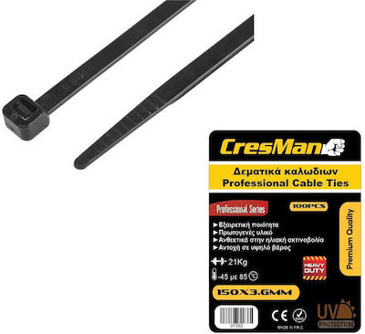 Cresman Pack of 25pcs Black Plastic Cable Ties 900x8.8mm 07368