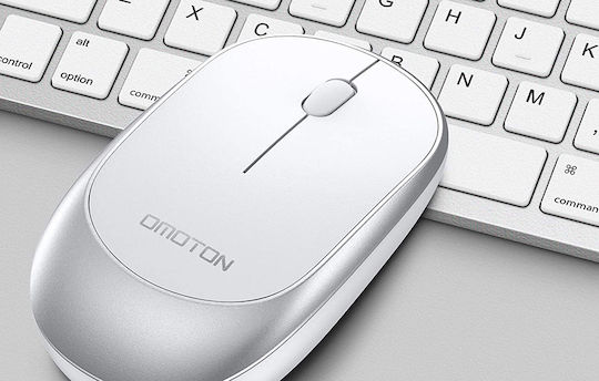 Omoton KB066 Ασύρματο Bluetooth Σετ Πληκτρολόγιο & Ποντίκι Αγγλικό US Ασημί