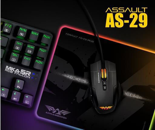Armaggeddon Assault RGB Gaming Mouse Pad 300mm with RGB Lighting via USB Black AS29R