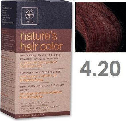 Apivita Nature's Hair Color Βαφή Μαλλιών Χωρίς Αμμωνία 4.20 Βιολετί 50ml