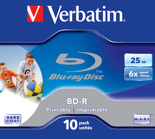 Verbatim Εγγράψιμα BD-R 6x Printable 25GB 10τμχ