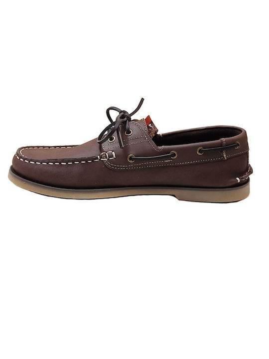 On the Road Men's Leather Boat Shoes Dark Brown