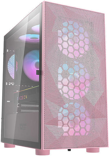 Darkflash DLM21 Mesh Gaming Midi Tower Computer Case with Window Panel Pink