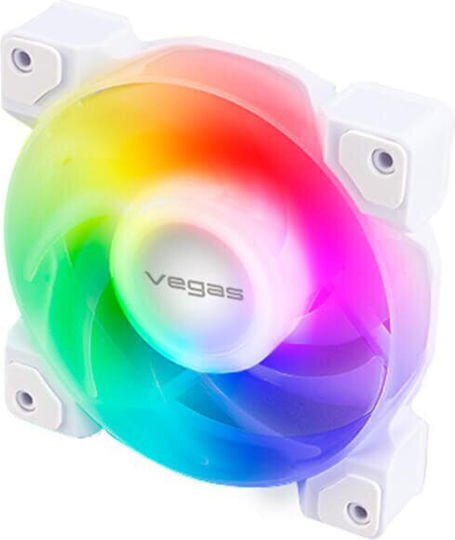 Akasa Vegas A12 Case Fan 120mm (2000rpm / 52.3cfm) με ARGB Φωτισμό και Σύνδεση 3-Pin / 4-Pin PWM Λευκό