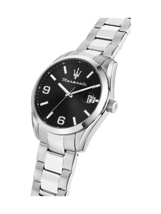 Maserati Ανδρικό Ρολόι 44mm Χρονογράφος Μπαταρίας με Ασημί Μεταλλικό Μπρασελέ